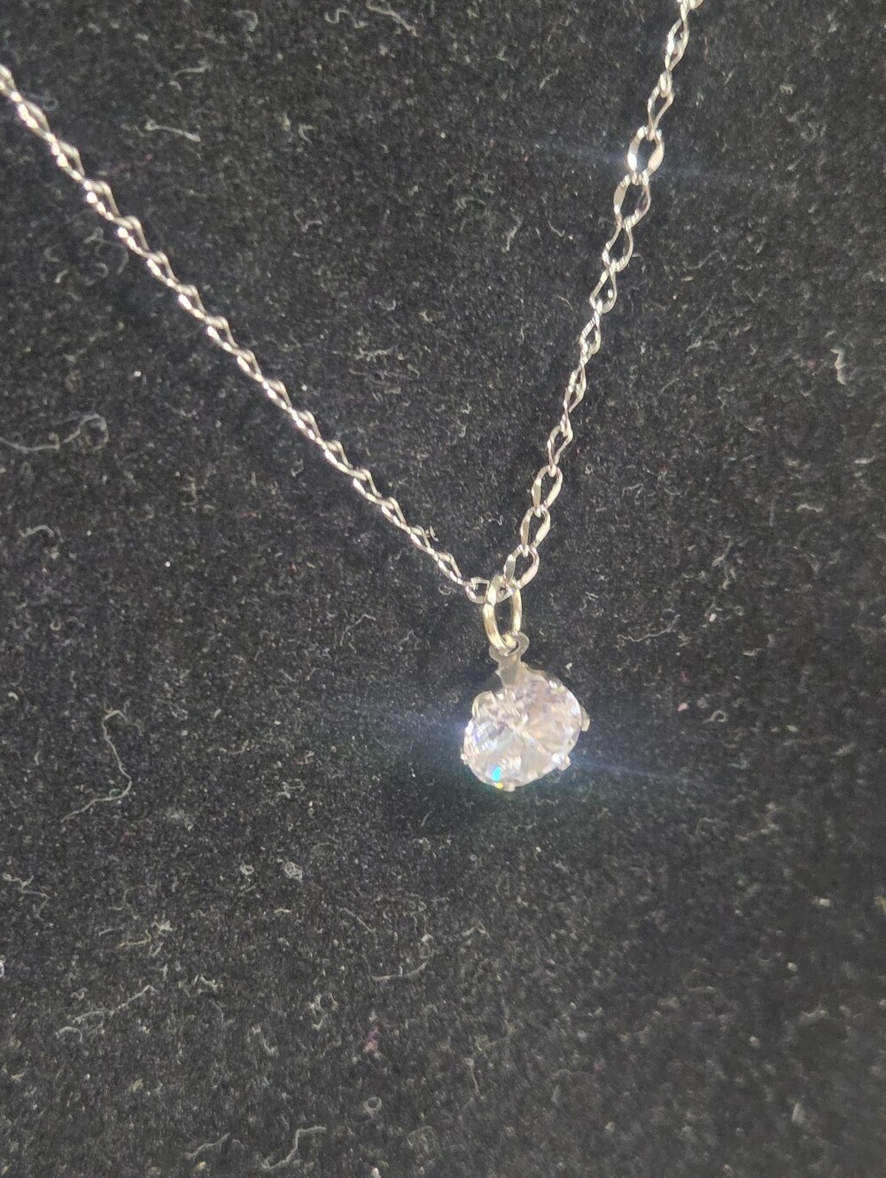 Stainless Steel Silver Clear Cubic Zirconia Pendant Necklace